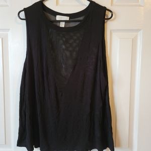 Partial see-through black top